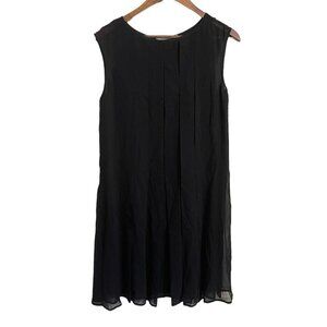 Charles Nolan Womens Black Pleated Sleeveless Sheer Mini Shift Dress Medium